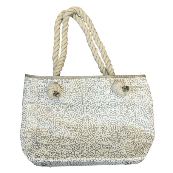 Donna Dixon Cream and Gold Large Tote with Rope Handles - Picture 3 of 16